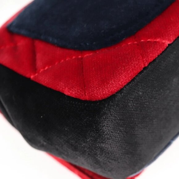 CHANEL Matelasse Camellia Chain Shoulder Bag Velor Red CC Auth KD378SM - Picture 5 of 16